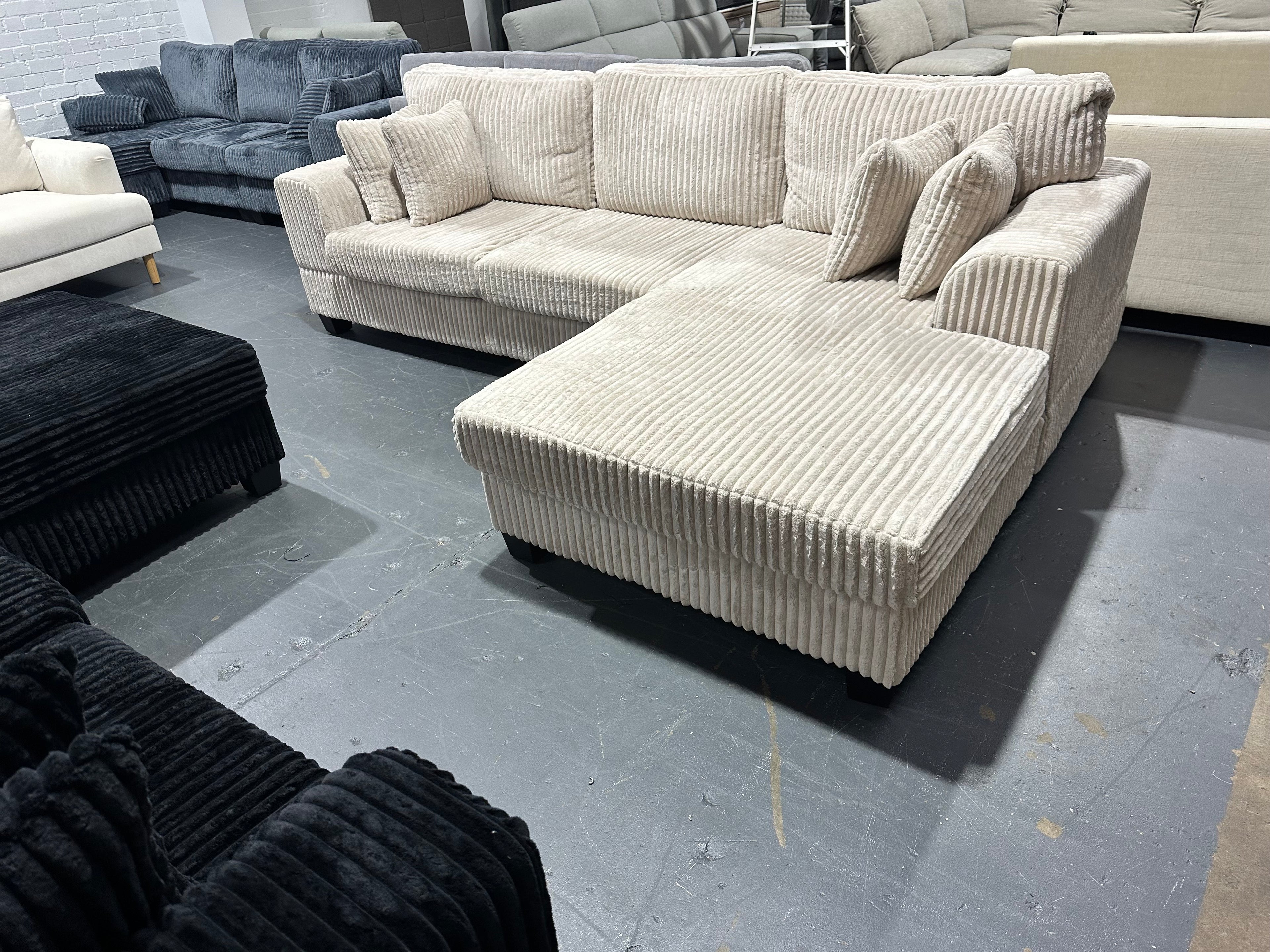 Noosa Reversible chaise corduroy sofa. Removable and washable covers