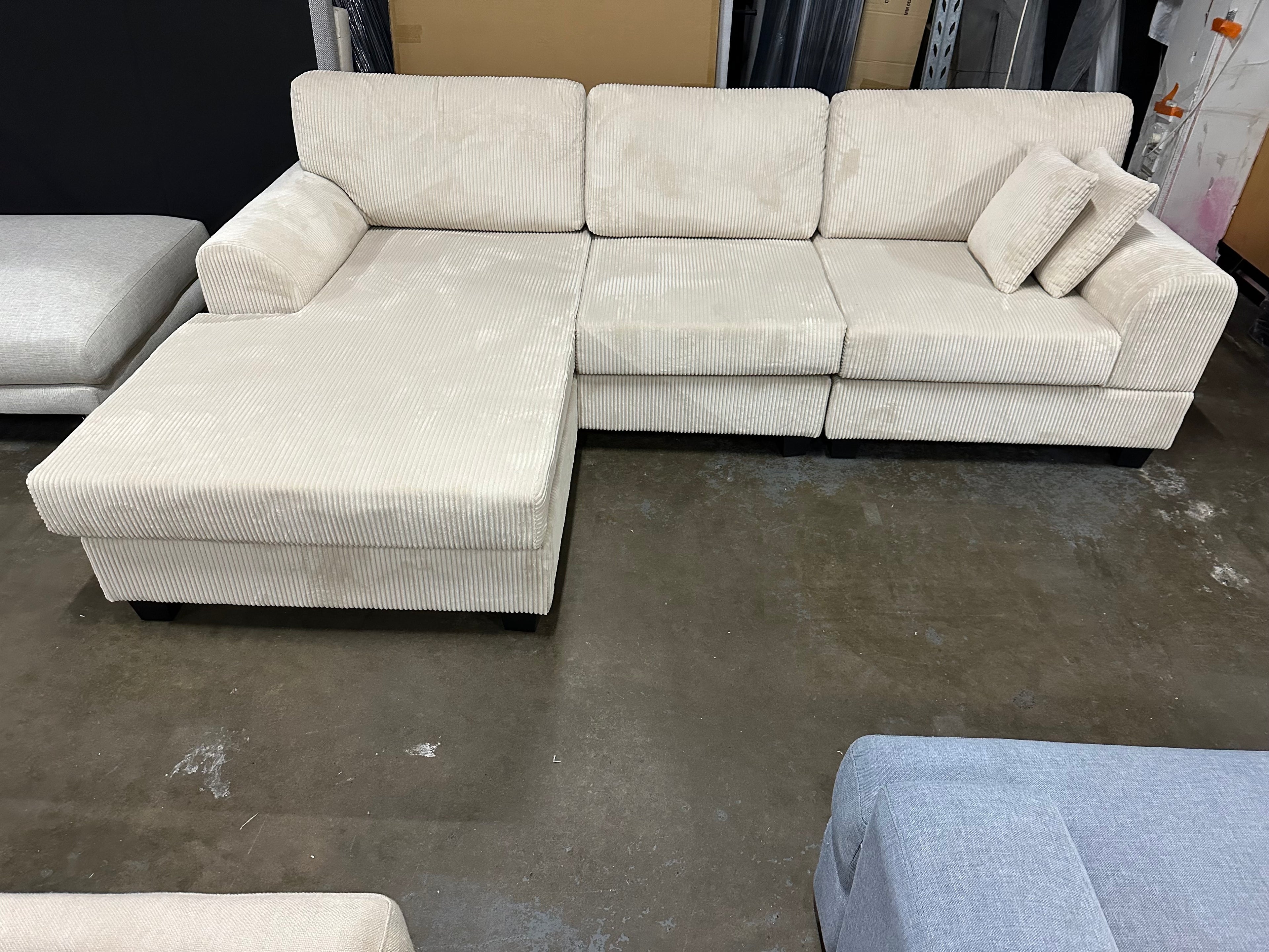 Noosa Reversible chaise corduroy sofa. Removable and washable covers