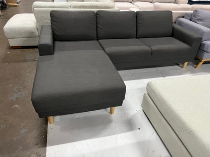 Great quality dark grey L shape sofa. Compact size perfect for city apartments