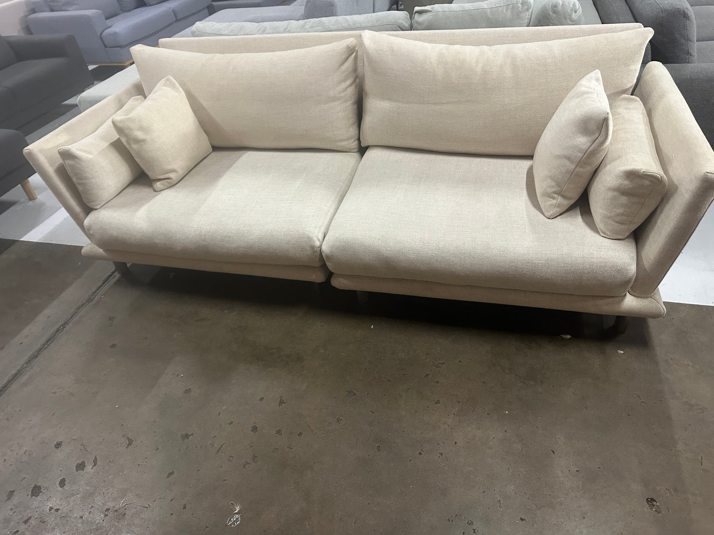 Custom made 2.5 seater Sofa (Pre-Owned) Cream Color all cushion and frame covers removable and washable