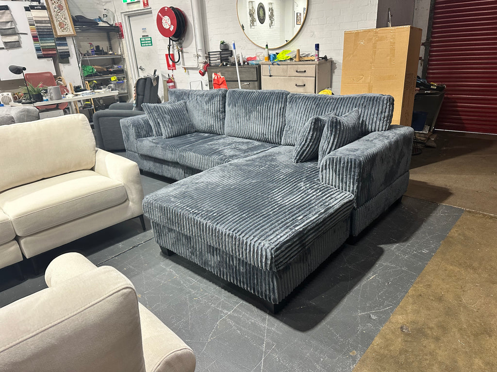 Noosa Reversible chaise corduroy L shape sofa. Removable and washable covers
