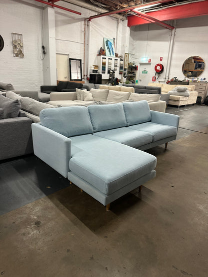 Freedom furniture Dockland model! Light blue L-Shape Sofa (Pre-Owned) professionally cleaned