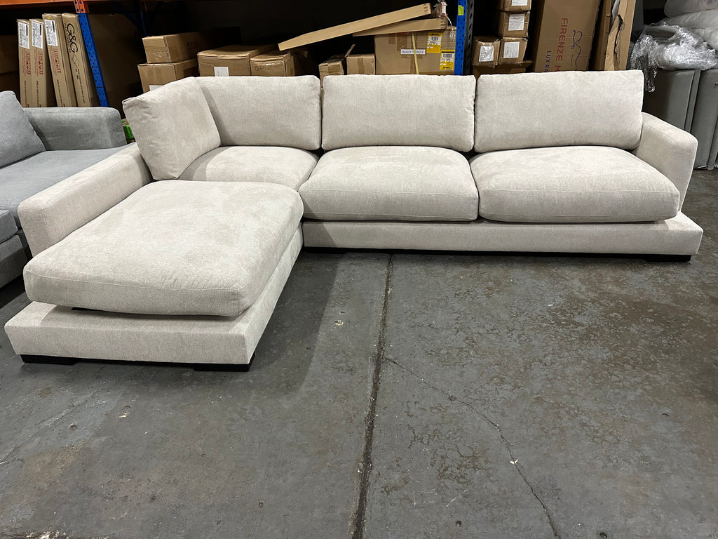 L-Shape Chaise Sofa with Pocket Spring, Foam & Feather Cushions