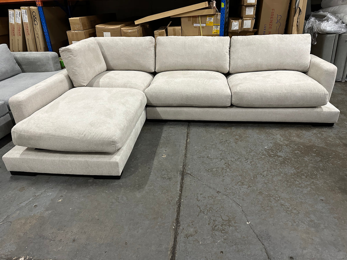 L-Shape Chaise Sofa with Pocket Spring, Foam & Feather Cushions
