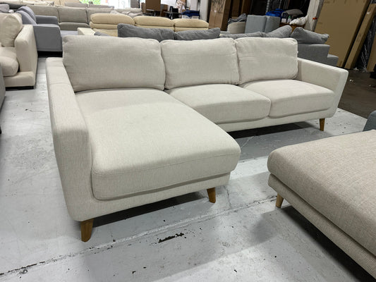 Large L-Shape Sofa (Pre-Owned) Beautiful light cream Color professionally cleaned