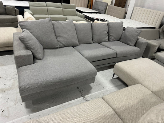 Domayne Furnitue  L-Shape Chaise Sofa – Beautiful light grey  color  | Professionally Cleaned