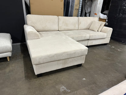 Noosa Reversible chaise corduroy sofa. Removable and washable covers