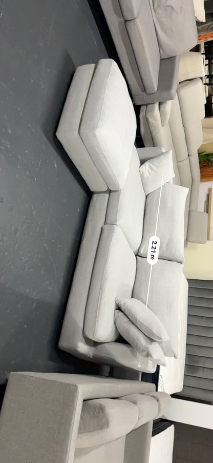 🔥 LOUNGE LIVERS LUXURY SOFA AND OTTOMAN– LIGHT GREY MODERN FABRIC 🔥