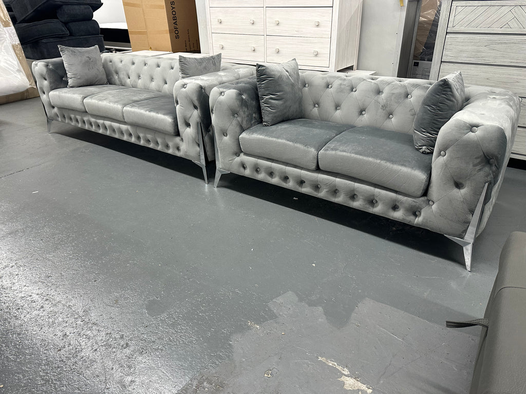 ✨ Chesterfield Velvet Sofa Set – Luxury 3 + 2 Seater Lounge Suite ✨