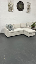 Lisa Sofa Bed with Storage (Very light grey/ Cream)