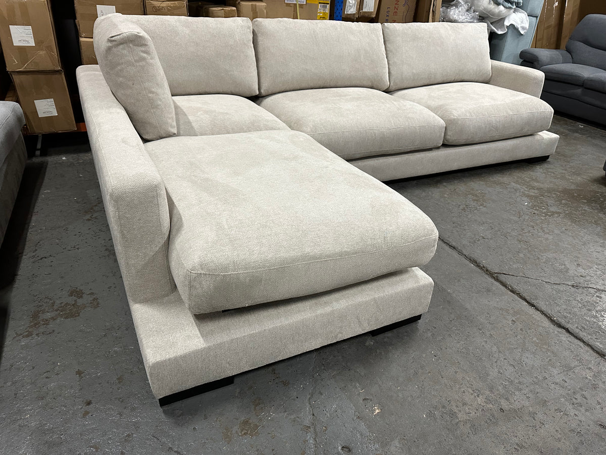 L-Shape Chaise Sofa with Pocket Spring, Foam & Feather Cushions