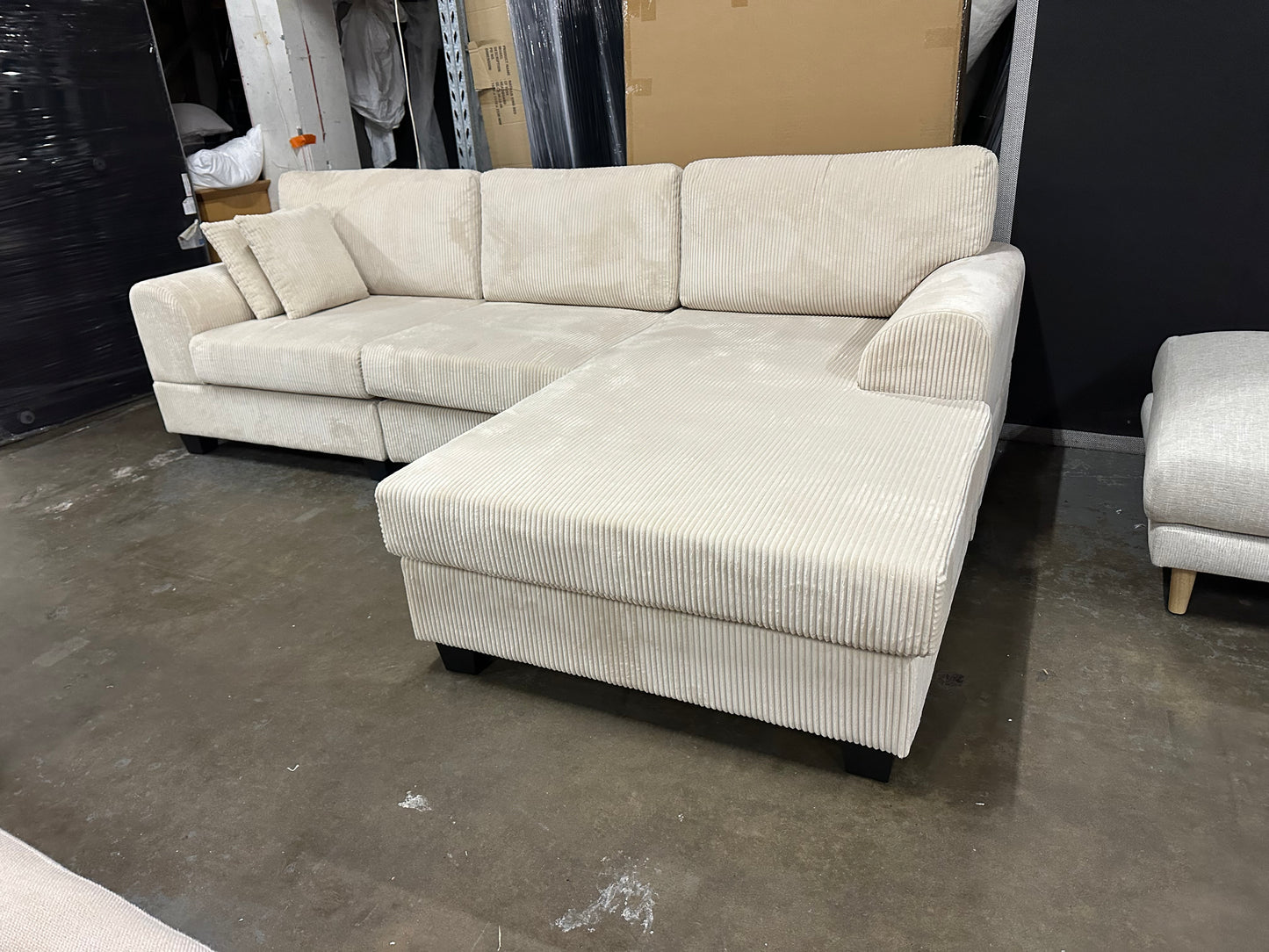 Noosa Reversible chaise corduroy sofa. Removable and washable covers