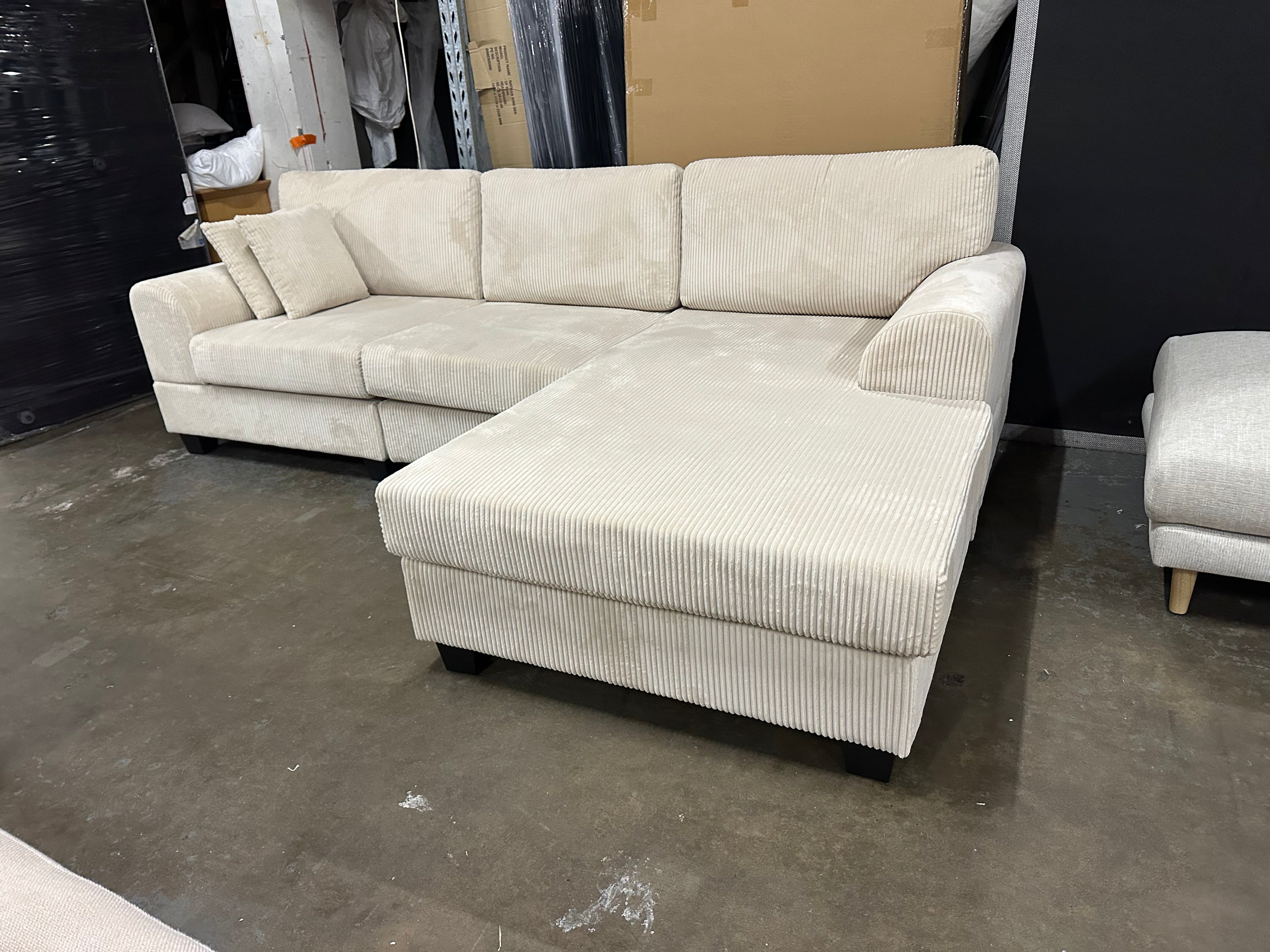 Noosa Reversible chaise corduroy sofa. Removable and washable covers