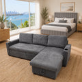 Compact sofabed with storage and queen bed set