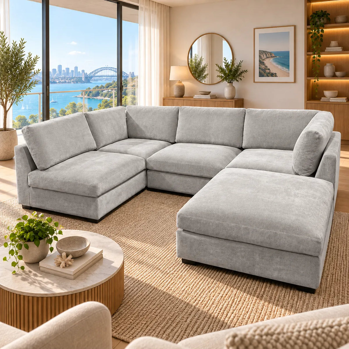 L Shape Wonda Modular Sofa – Light Grey