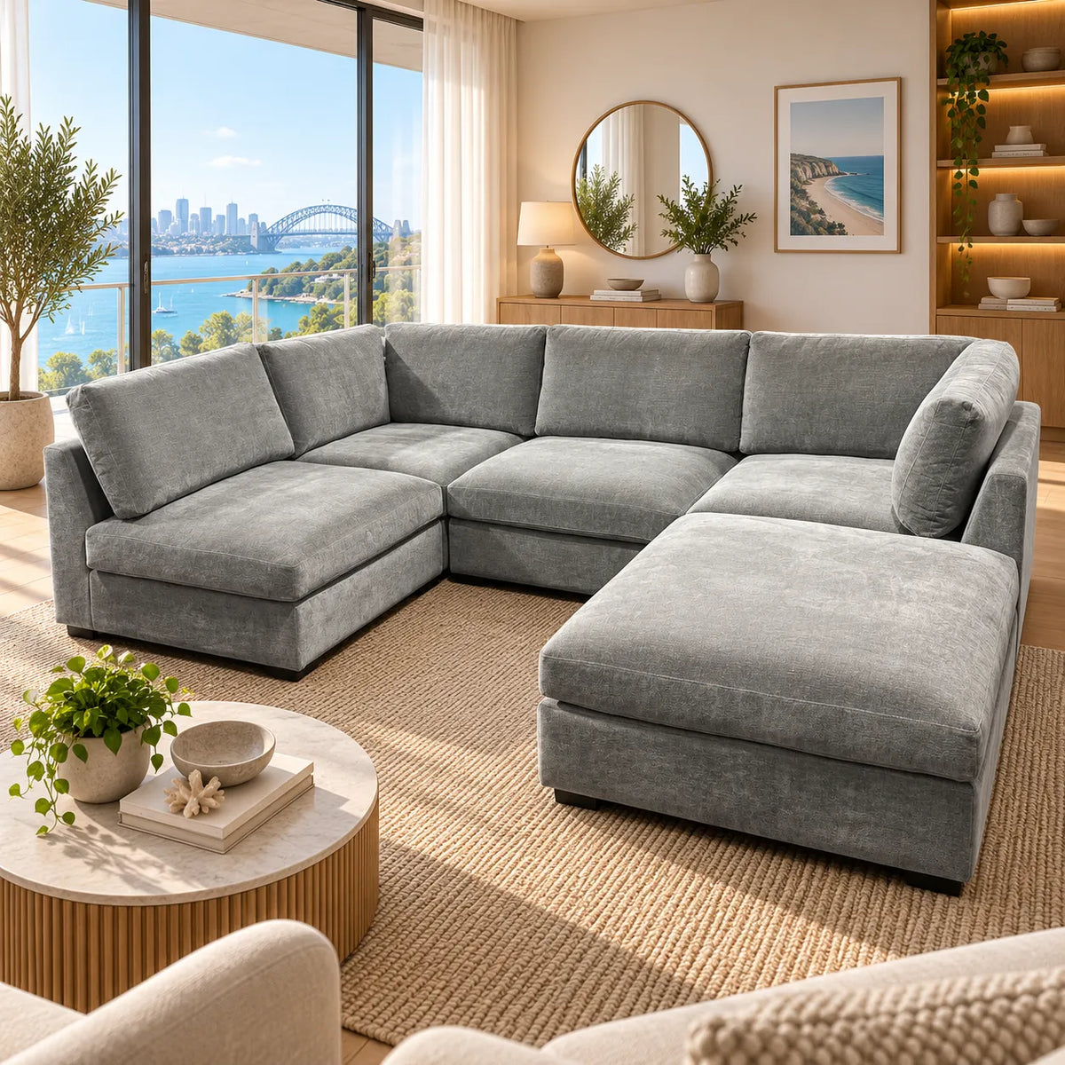 L Shape Wonda Modular Sofa – Dark Grey
