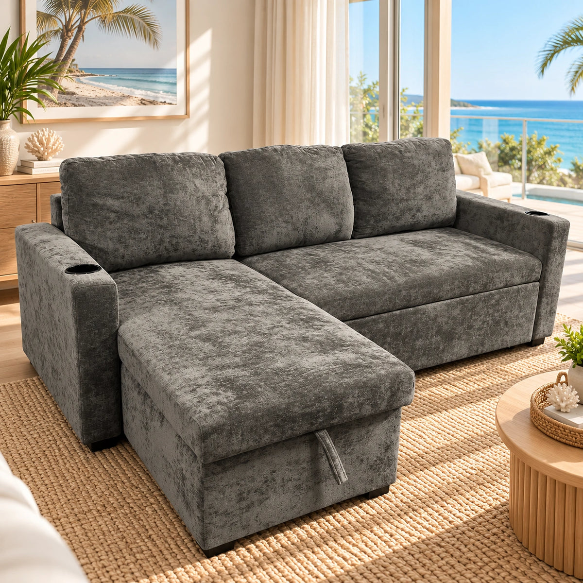 Lisa Sofa Bed, Dark grey/ Charcoal color