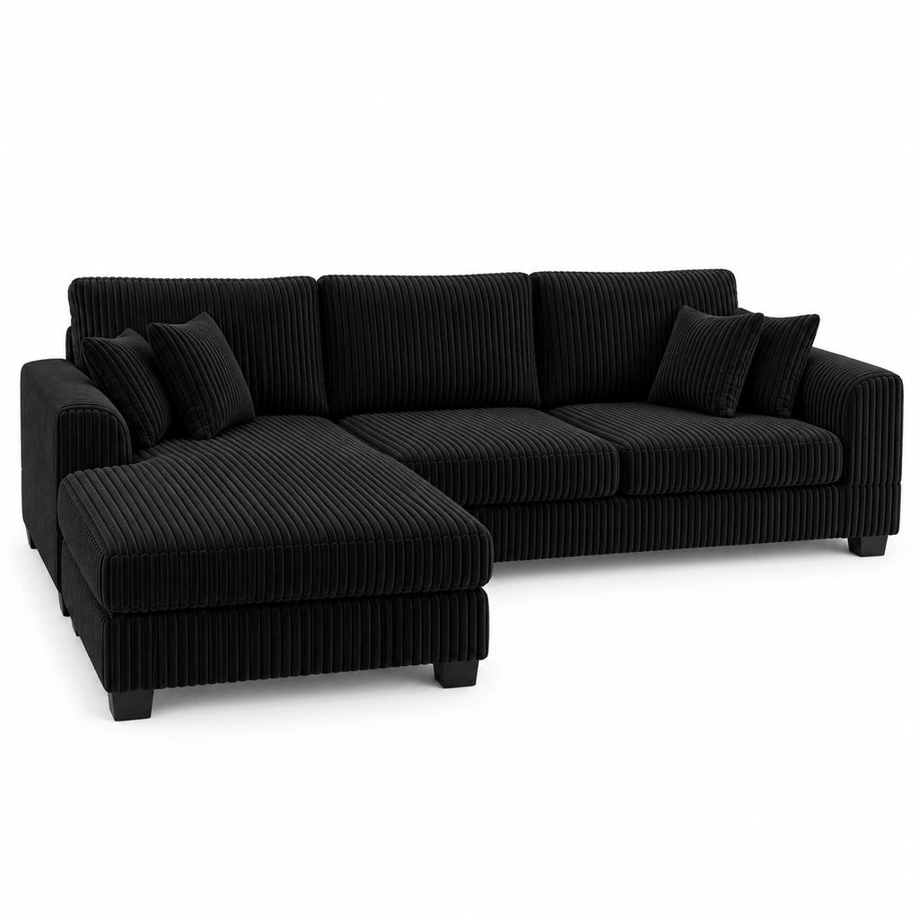 Luxury Corduroy L shape sofa. Reversible chaise