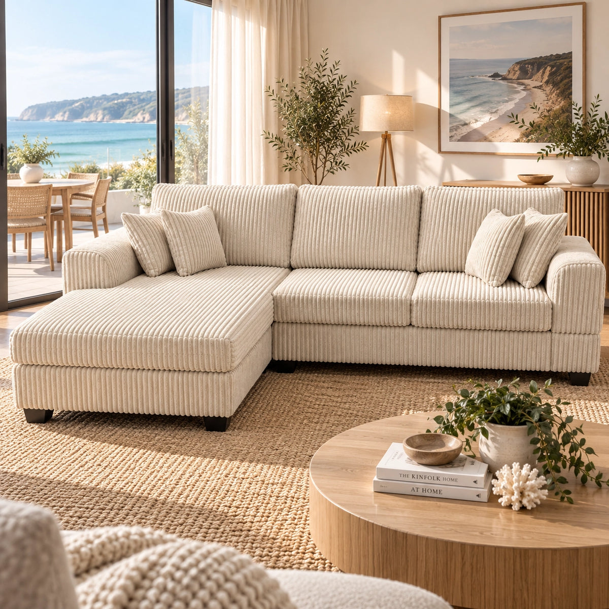 Noosa Reversible chaise corduroy sofa. Removable and washable covers