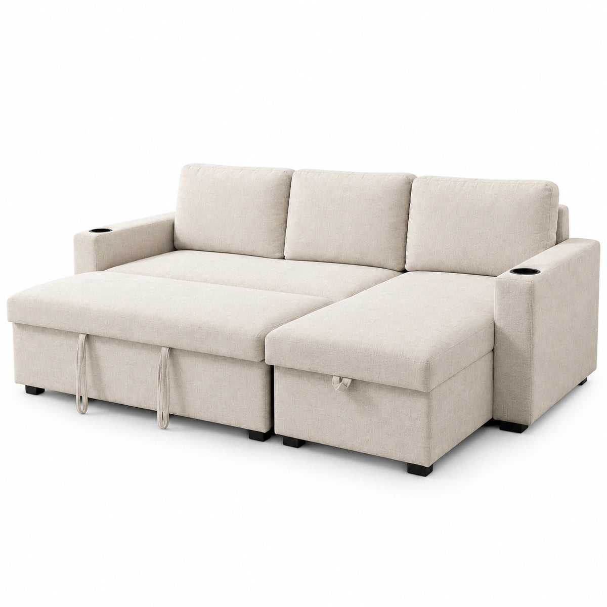 Lisa Sofa Bed with Storage (Very light grey/ Cream)