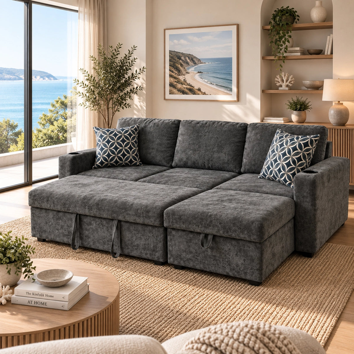 Lisa Sofa Bed, Dark grey/ Charcoal color