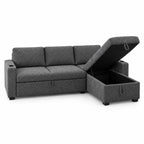 Compact sofabed with storage and queen bed set