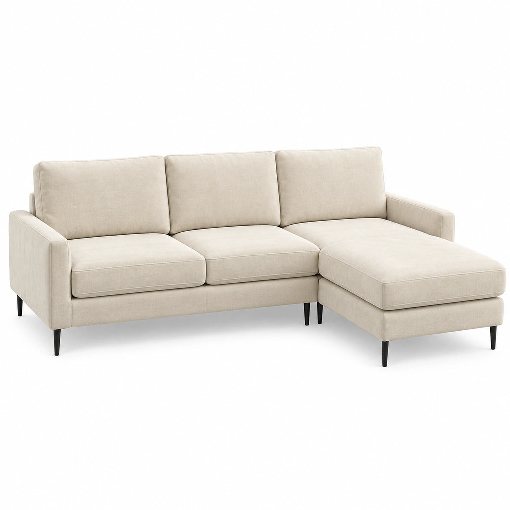 Cream corduroy sofa and queen bed set