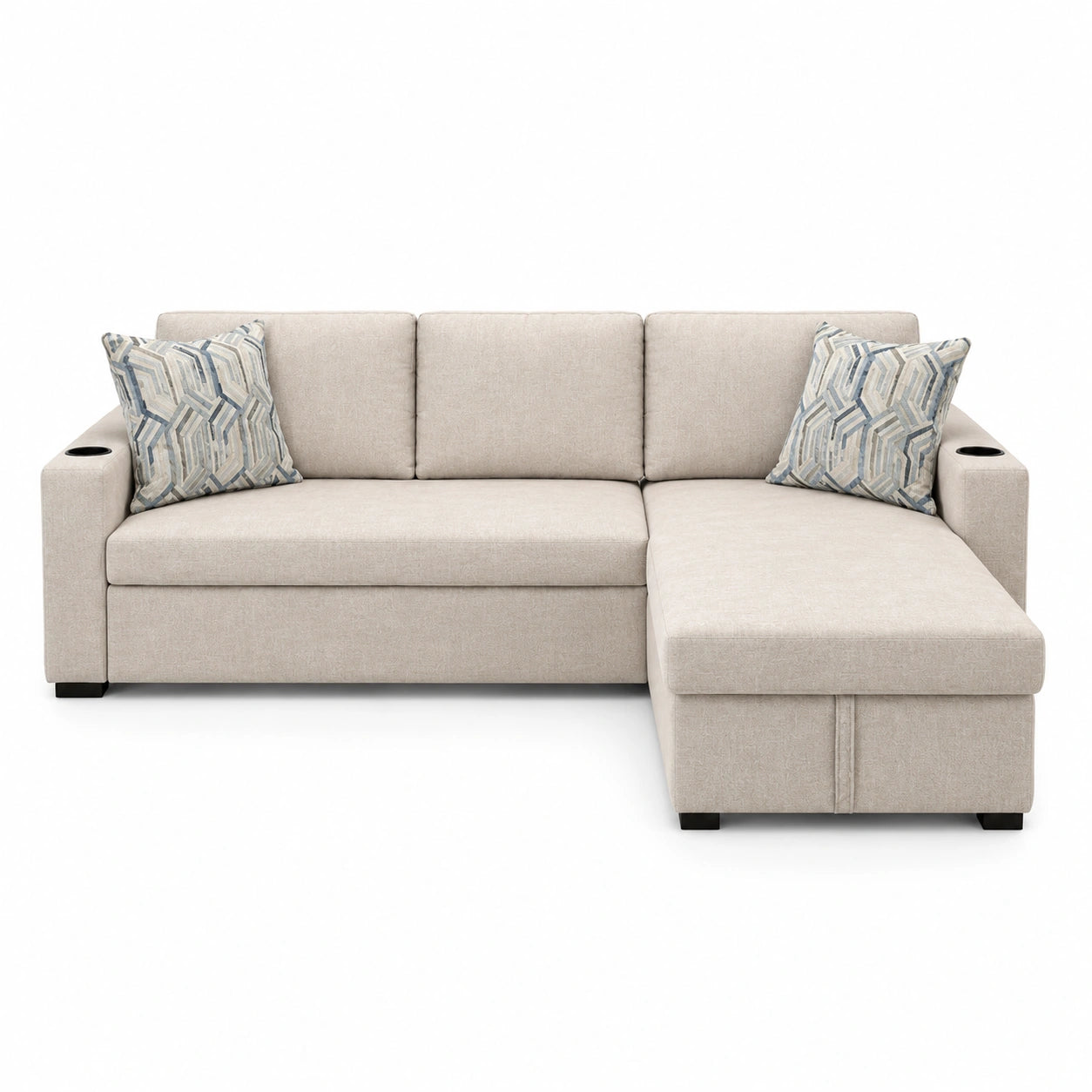 Compact practical sofabed and queen bed set