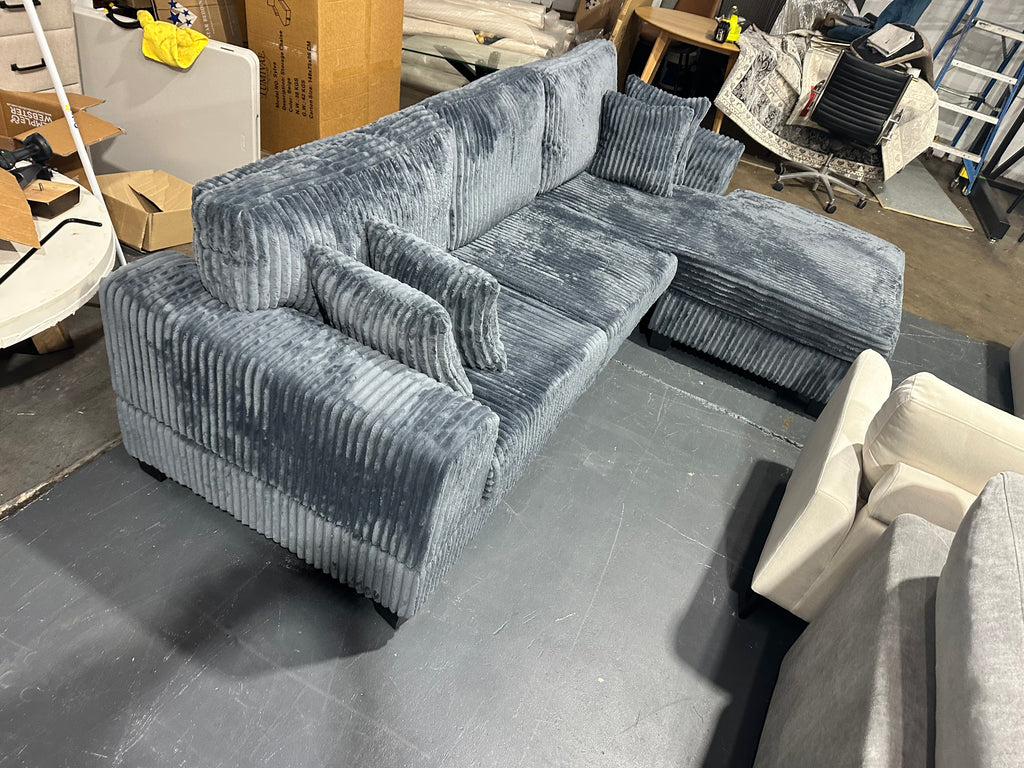 Noosa Reversible chaise corduroy L shape sofa. Removable and washable covers