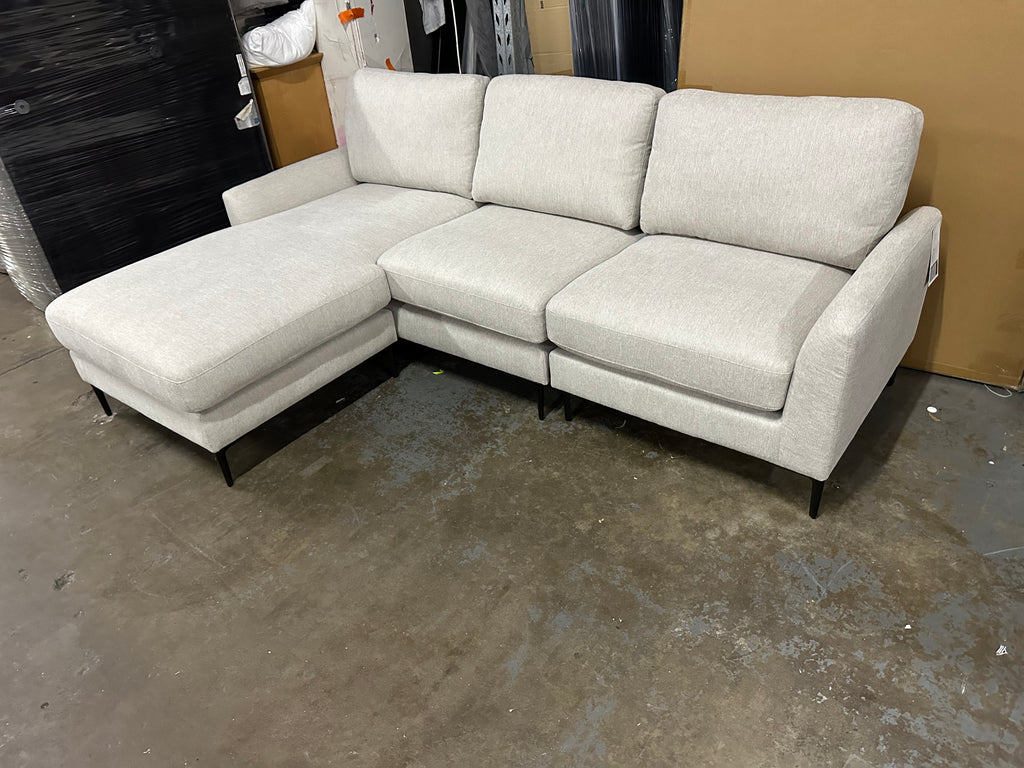 ✨ Modern L-Shape Sofa with Reversible Chaise – Cream Fabric