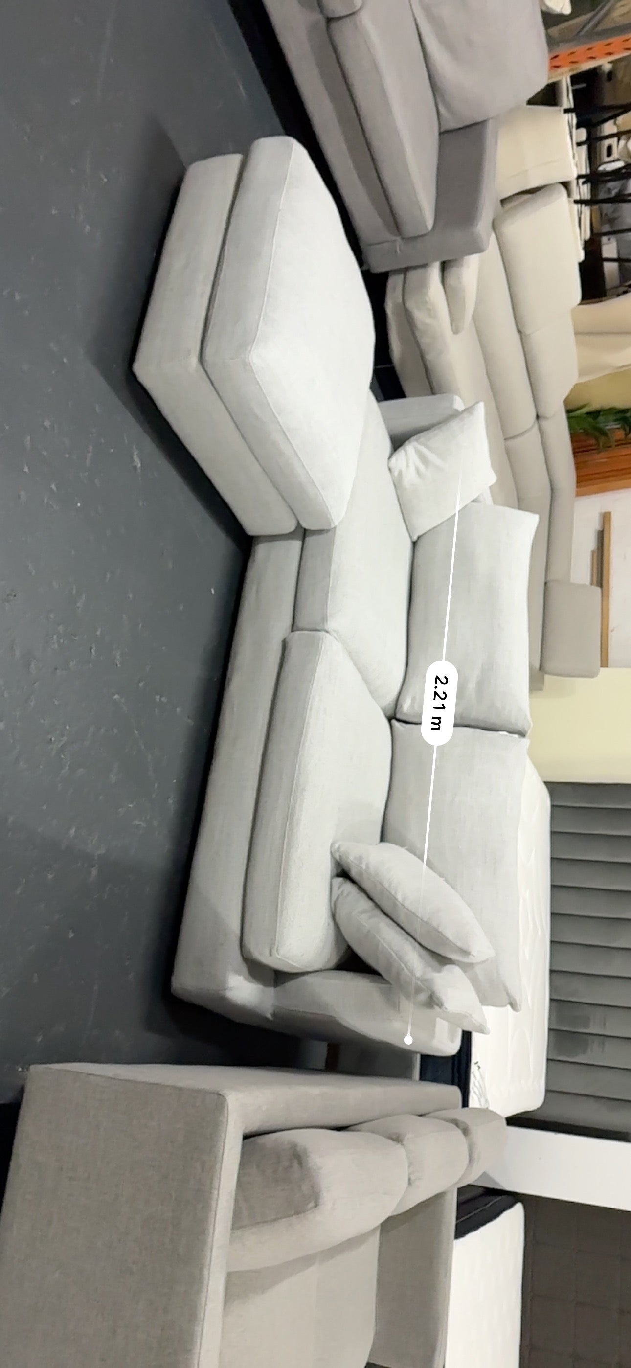 🔥 LOUNGE LIVERS LUXURY SOFA AND OTTOMAN– LIGHT GREY MODERN FABRIC 🔥