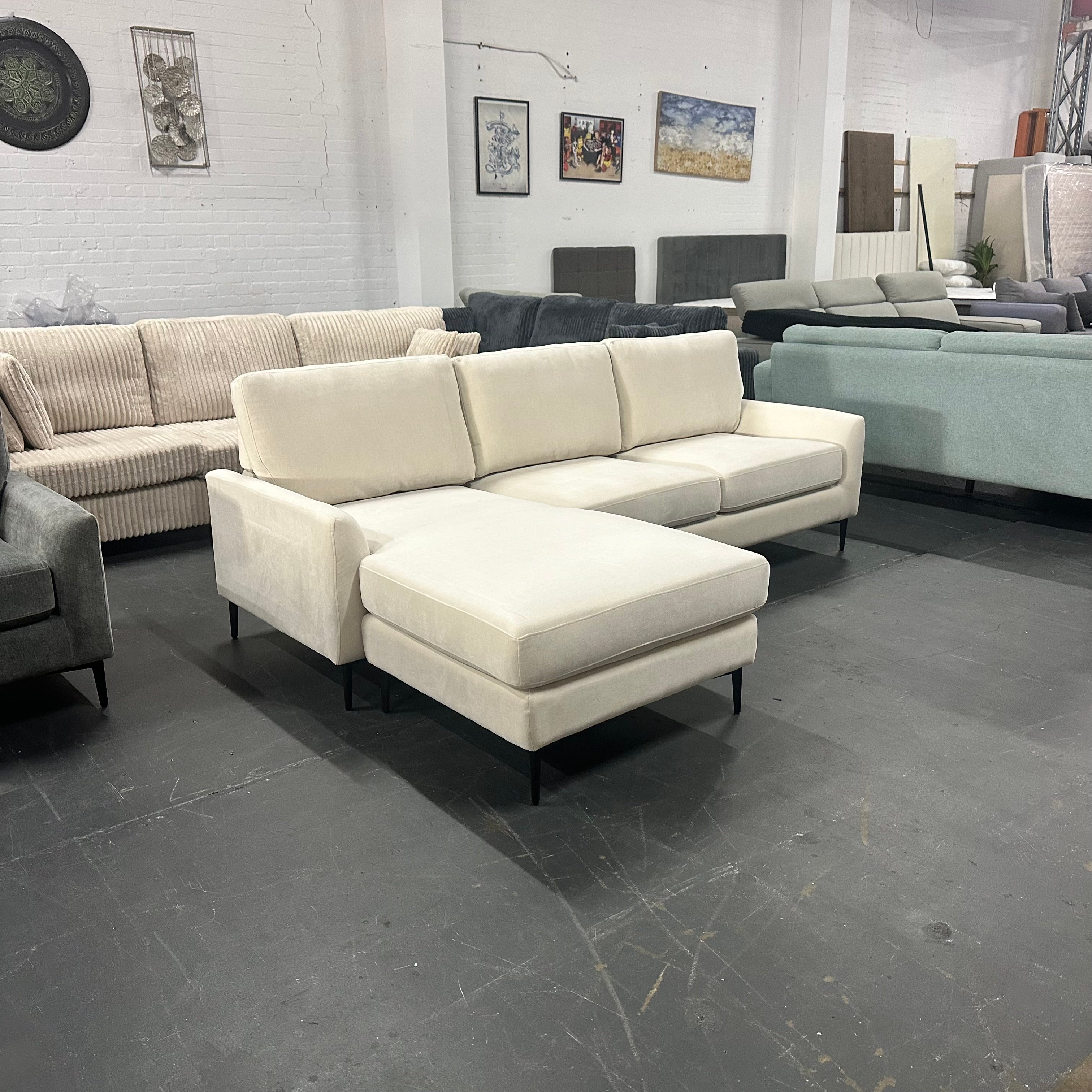 Aida Reversible Chaise Sofa – Cream