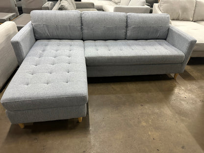 Light blue color reversible chaise L shape Sofa (Pre-Owned). Perfect as new lounge lovers brand