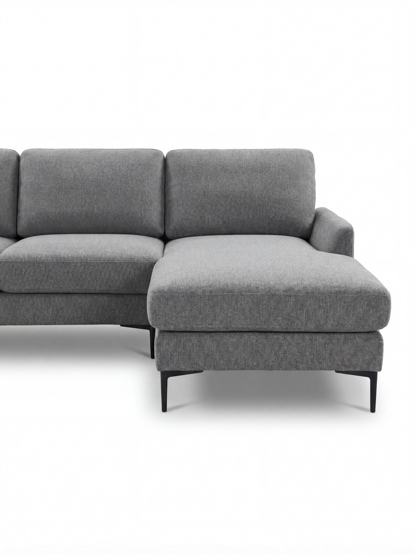 ✨ Modern L-Shape Sofa with Reversible Chaise – grey Fabric