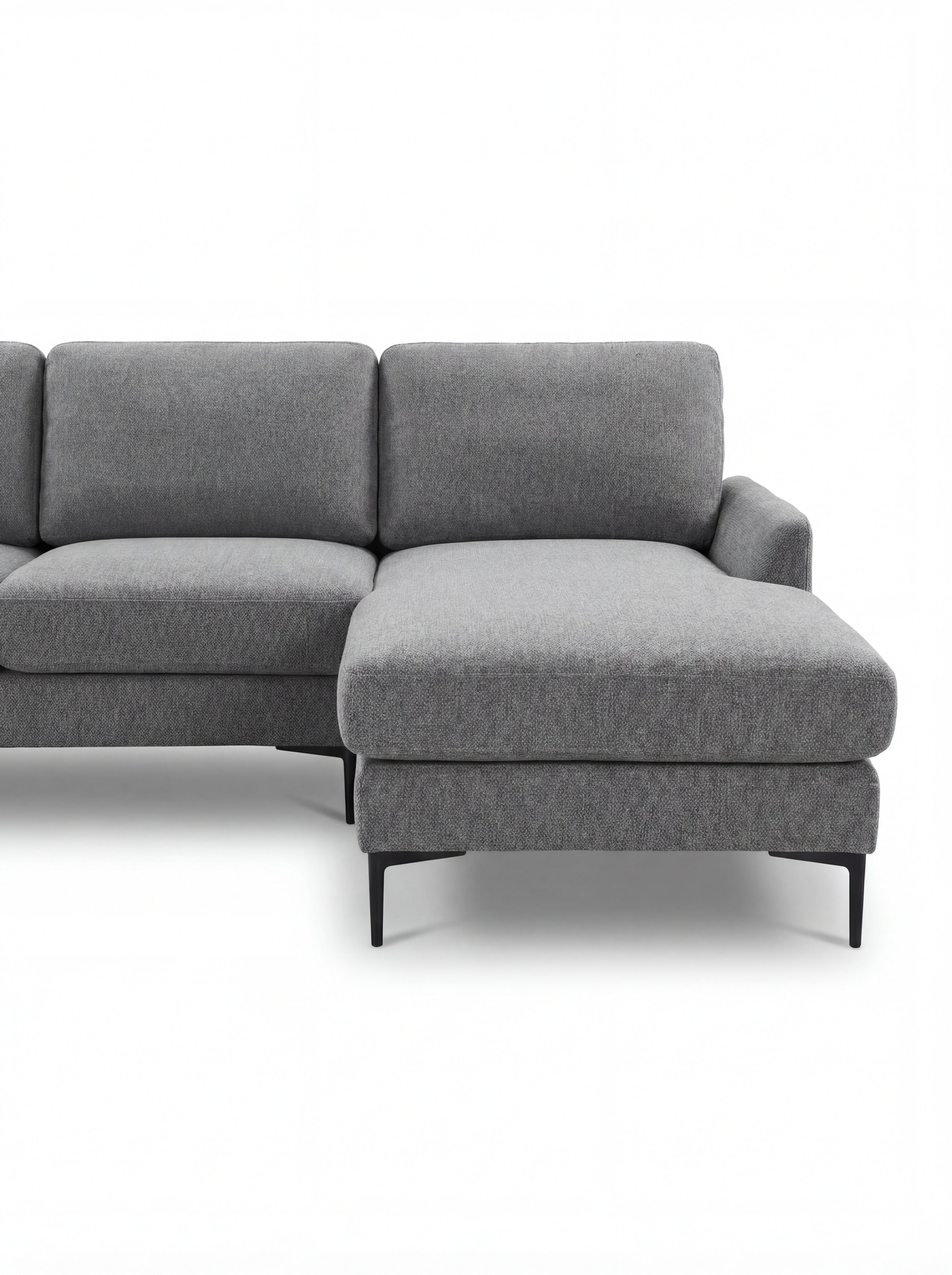 ✨ Modern L-Shape Sofa with Reversible Chaise – grey Fabric