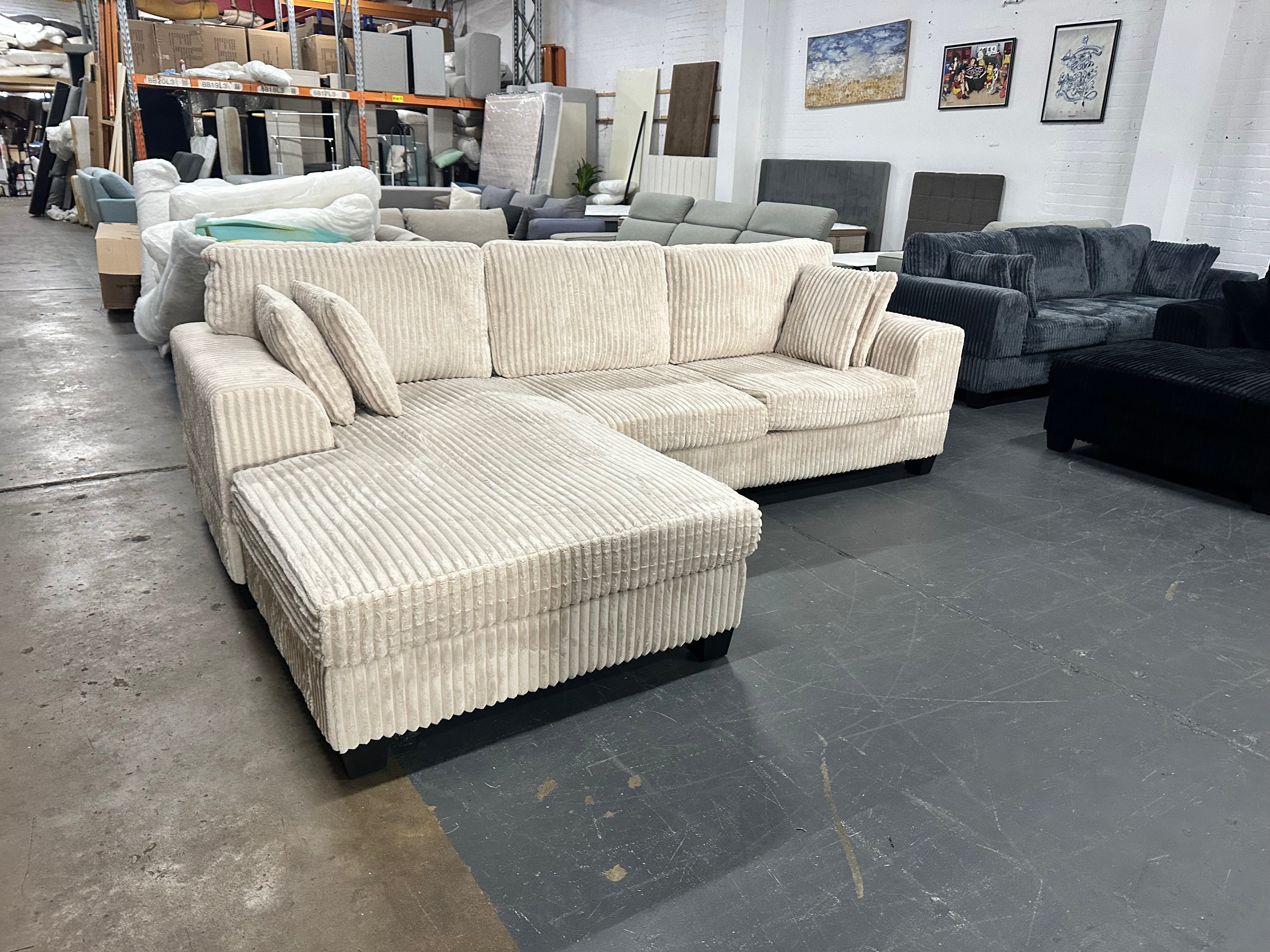 Noosa Reversible chaise corduroy sofa. Removable and washable covers