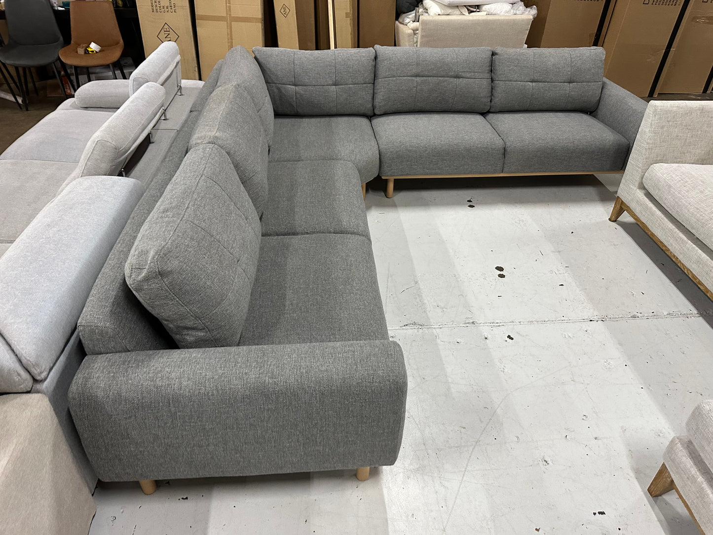 Dark grey color OzDesign chaise L shape Sofa (Pre-Owned). Perfect as new condition
