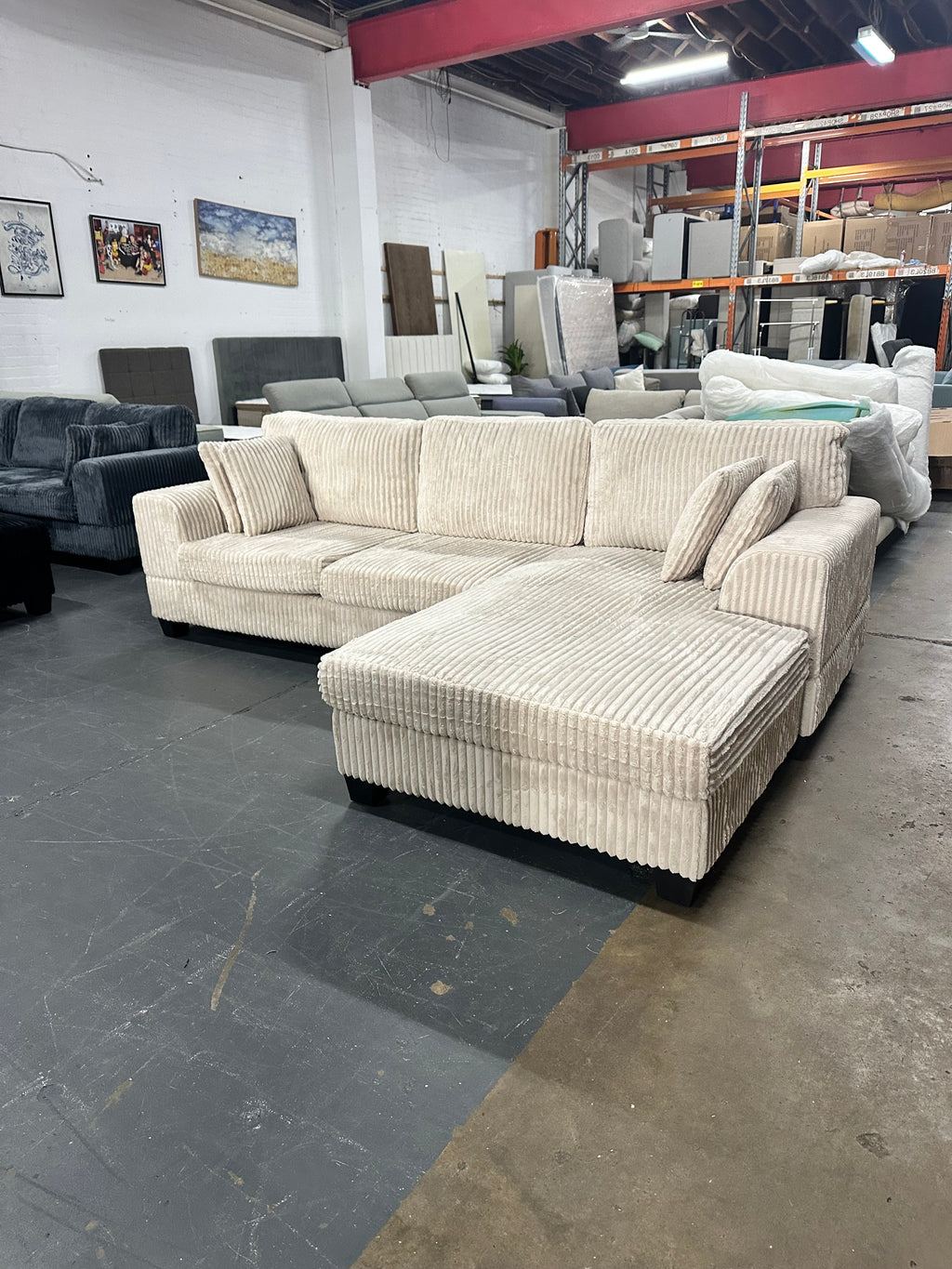 Noosa Reversible chaise corduroy sofa. Removable and washable covers