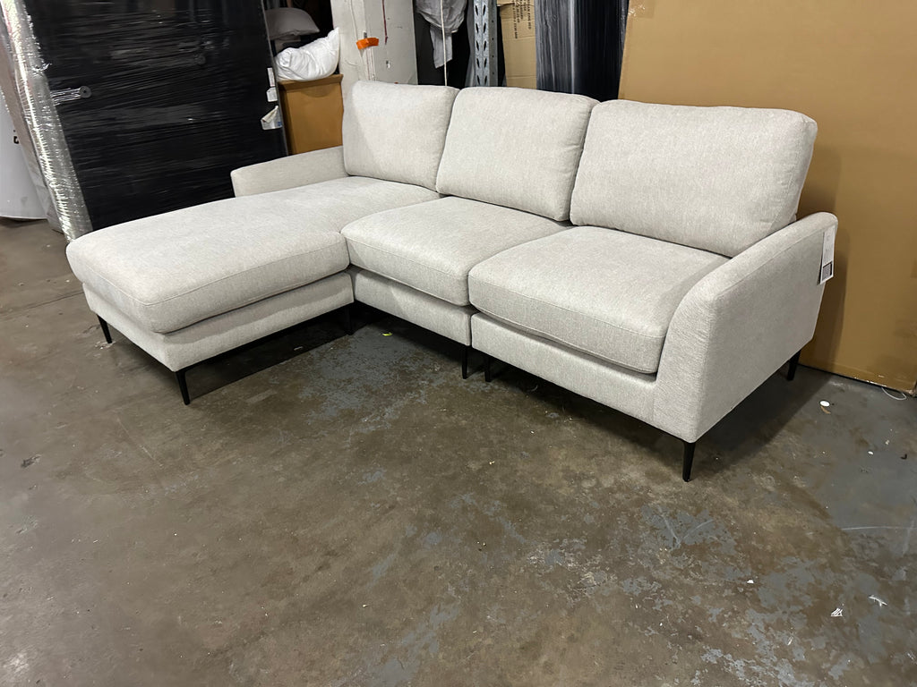 ✨ Modern L-Shape Sofa with Reversible Chaise – Cream Fabric