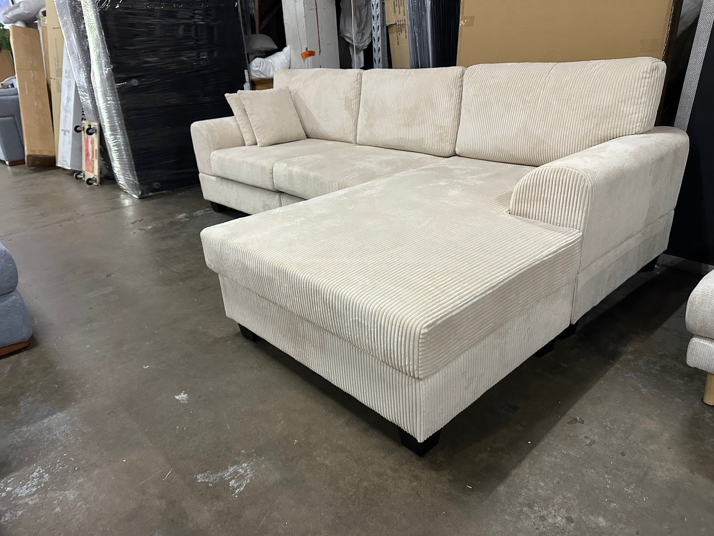 Noosa Reversible chaise corduroy sofa. Removable and washable covers