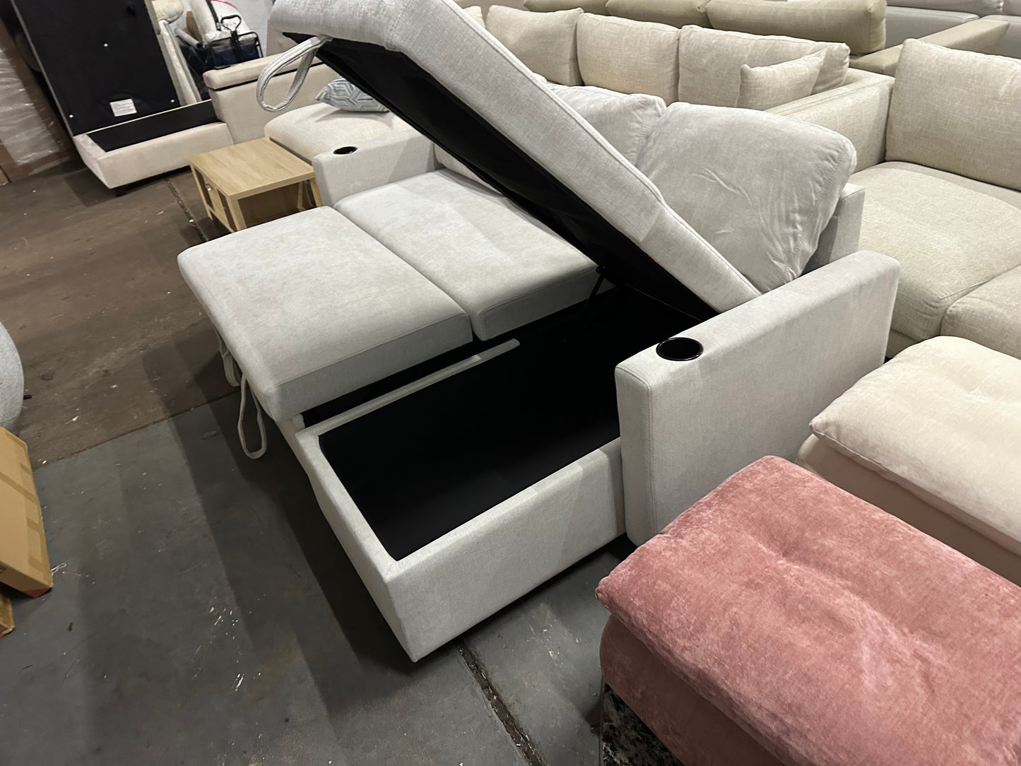 Lisa Sofa Bed with Storage (Very light grey/ Cream)