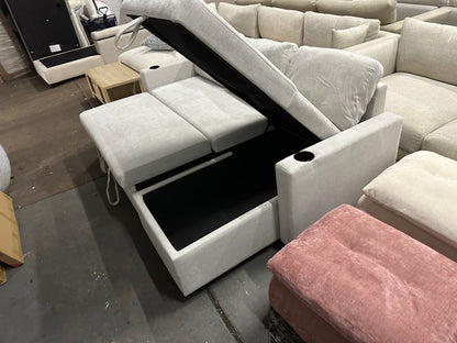 Lisa Sofa Bed with Storage (Very light grey/ Cream)
