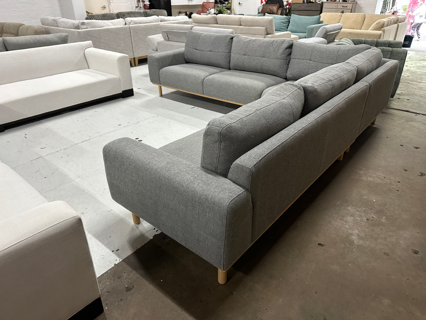 Dark grey color OzDesign chaise L shape Sofa (Pre-Owned). Perfect as new condition