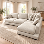 L-Shape Chaise Sofa with Pocket Spring, Foam & Feather Cushions