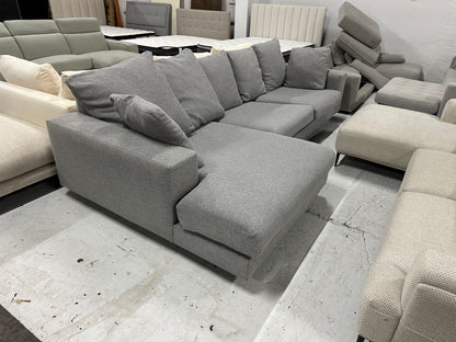 Domayne Furnitue  L-Shape Chaise Sofa – Beautiful light grey  color  | Professionally Cleaned