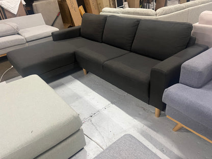 Great quality dark grey L shape sofa. Compact size perfect for city apartments
