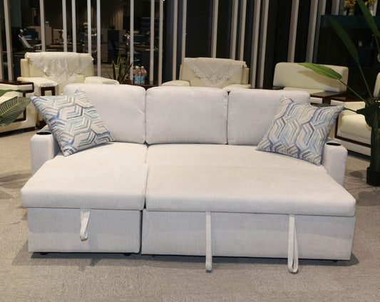 Lisa Sofa Bed with Storage (Very light grey/ Cream)