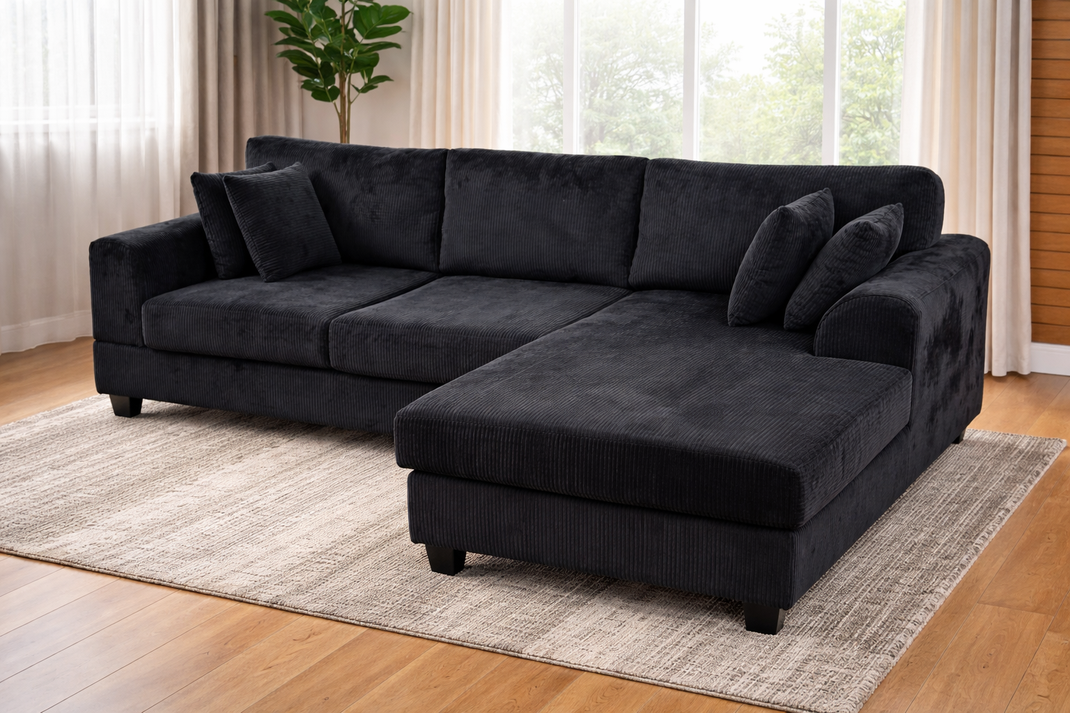 Noosa Reversible chaise corduroy sofa. Removable and washable covers