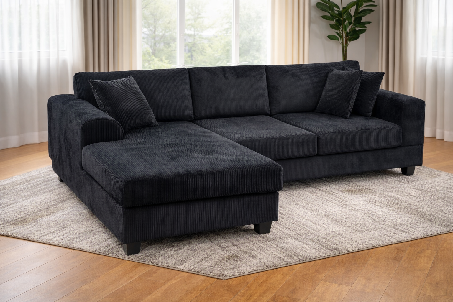 Noosa Reversible chaise corduroy sofa. Removable and washable covers