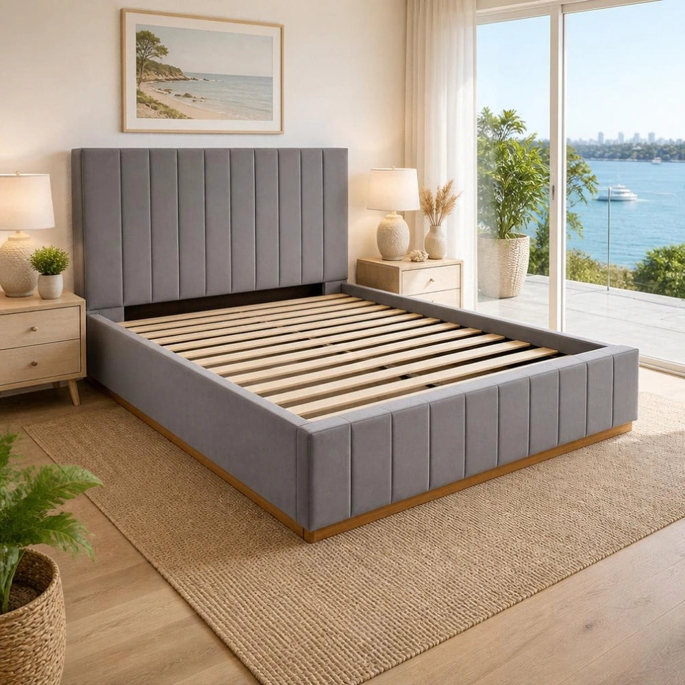Solid Upholstered Bed Frame